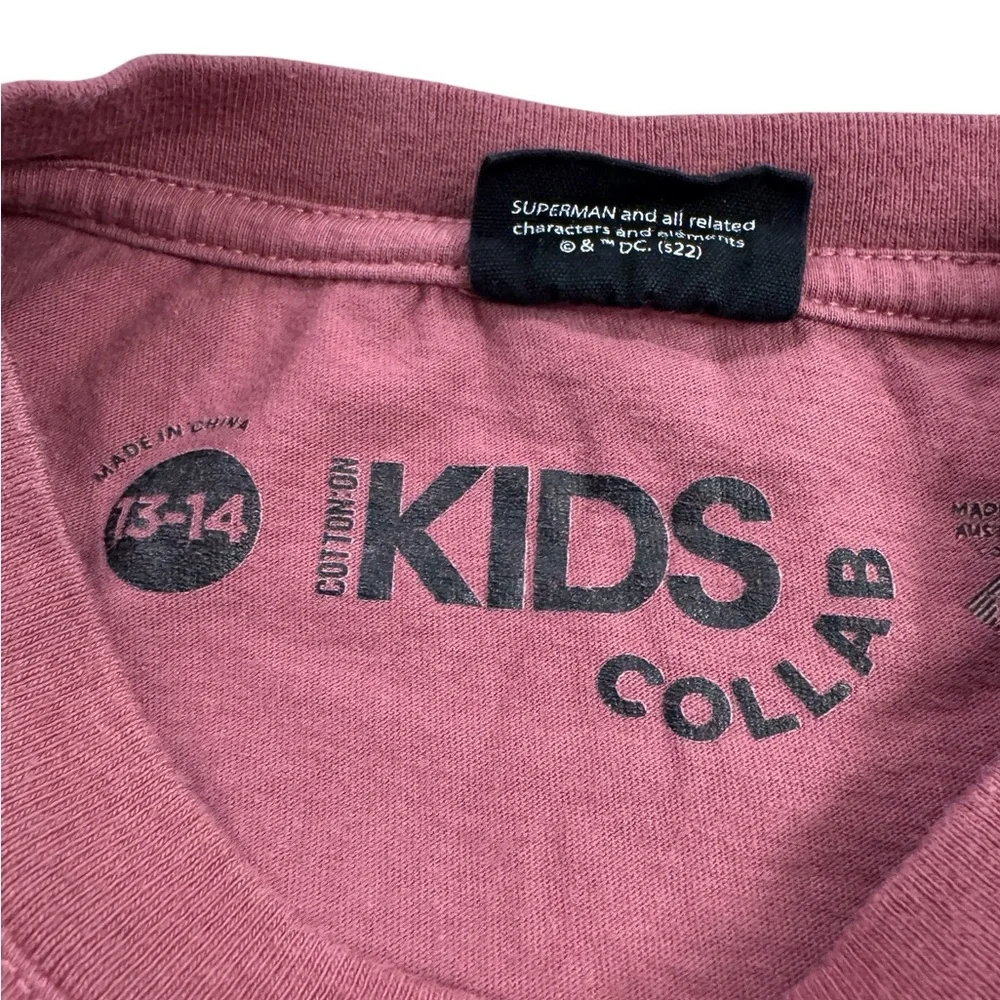 Cotton On | DC Superman Superhero Comics Size 13-14 Boys Kids Collab Pink Tee